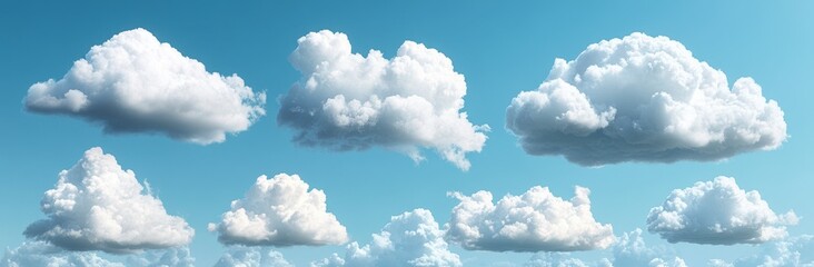 Obraz premium Realistic White Cumulus Clouds in a Bright Blue Sky