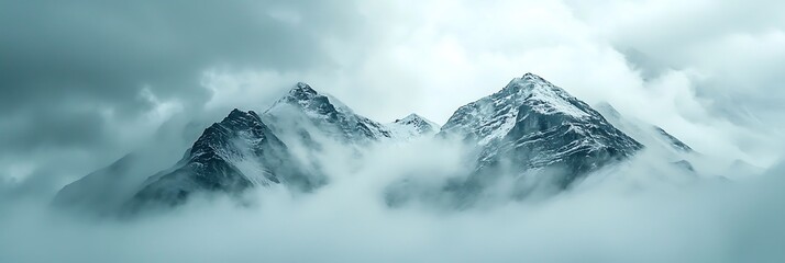 Obraz premium Majestic Peaks Cloaked in Mist