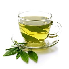 Aromatic Green Tea in Glass Cup: Refreshing Drink