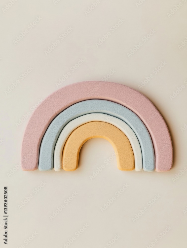 Aufkleber Pastel rainbow with neutral arcs and felt texture in a clean minimal design for decorative purposes