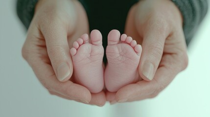 Tenderly held newborn feet