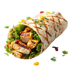 A Savory Grilled Chicken Wrap with Ranch Dressing and Lettuce Isolated on Transparent Background