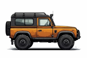 Explore Rugged Terrains with an Orange Off-Road Adventure Vehicle &ndash; Vintage SUV Design for Outdoor Exploration and Extreme Sports in Nature