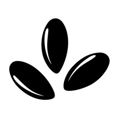 Three Black Seeds or Grains Abstract Design Element