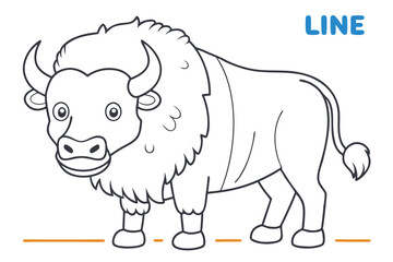 coloring  Bison outline vector illustration and ready for print.