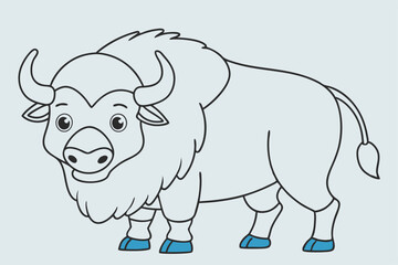 coloring  Bison outline vector illustration and ready for print.
