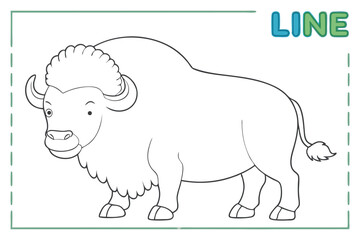 coloring  Bison outline vector illustration and ready for print.