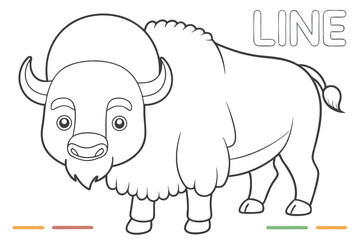 coloring  Bison outline vector illustration and ready for print.