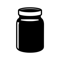 A Simple Black and White Silhouette Illustration of a Glass Jar