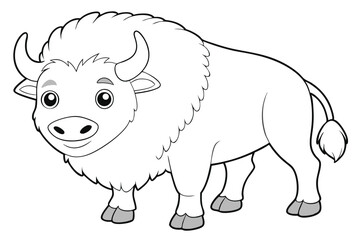 coloring  Bison outline vector illustration and ready for print.