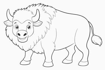 coloring  Bison outline vector illustration and ready for print.