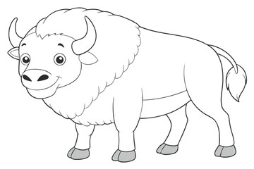 coloring  Bison outline vector illustration and ready for print.