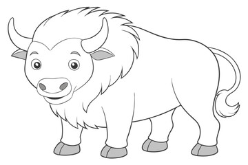 coloring  Bison outline vector illustration and ready for print.