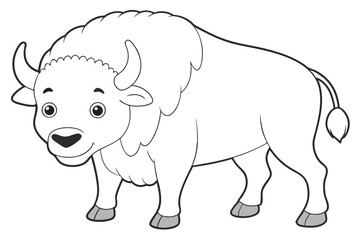 coloring  Bison outline vector illustration and ready for print.