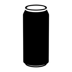 Black and white image of a single aluminum beverage can