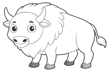 coloring  Bison outline vector illustration and ready for print.