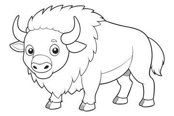 coloring  Bison outline vector illustration and ready for print.