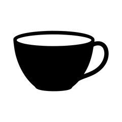 A simple black silhouette of a coffee mug teacup or beverage cup