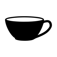 Simple Black Silhouette of a Coffee Cup or Tea Mug for Cafe Menu Design
