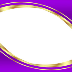 Obraz premium Abstract purple gold luxury curved lines center space empty frame as cover decoration isolated on white background