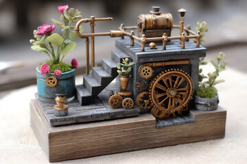 Fototapeta premium name: steampunk mechanical garden