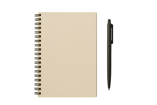 Blank spiral notebook with black pen on transparent background PNG for writing and planning concepts