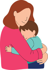 Mother and Child Embrace – Cute Vector Illustration