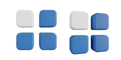 Blue Grid and Square Icons Set