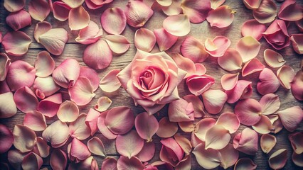 Obraz premium A Romantic Valentines Day or Wedding Flat Lay Delicate Pink Rose Petals for a Touch of Elegance and