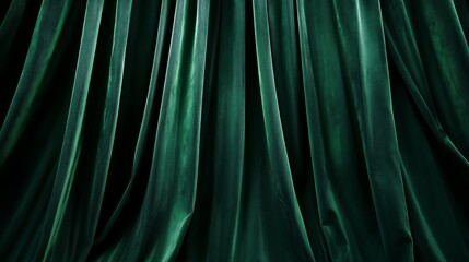 A rich, deep emerald green fabric draped elegantly, showcasing smooth waves and gentle folds, evoking a sense of luxury and sophistication