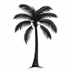 Tropical Silhouette of Palm Tree Leaves: Exotic Black and White Graphic Art for Summertime Relaxation and Travel Theme