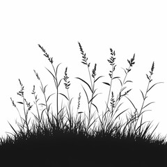 Silhouetted Herbaceous Plants in Sustainable Agriculture: Eco-Friendly Botanical Art for Nature Lovers and Event Decoration