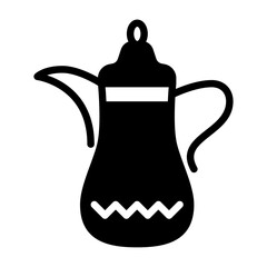 Arabian coffee glyph icon. coffee pot solid line illustration