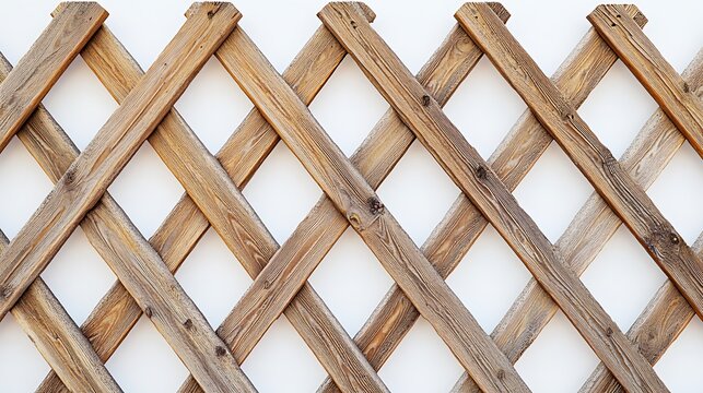 A textured wooden lattice panel with a diagonal crisscross pattern against a plain white background, showcasing natural wood tones and grain details