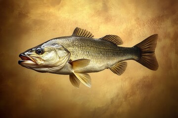 Fototapeta premium A Realistic Depiction of a Fish Against a Golden Background