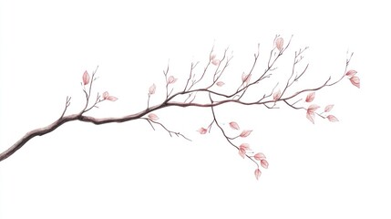 Delicate branch with budding leaves