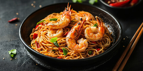 Prawn noodles on the table