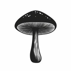 Black and White Mushroom Illustration - Vector Art for Nature Themed Decor