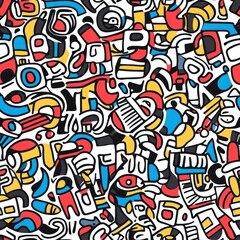 Add a playful touch to your home with a seamless texture that exudes energy and quirky art styles.