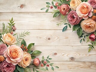 Elegant Rustic Peach and Burgundy Floral Invitation Border A Horizontal Frame for Your Special Event