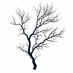 Obraz premium Barren Tree Silhouette: Contemporary Vector Illustration with Minimalistic Design and Twisted, Leafless Branches
