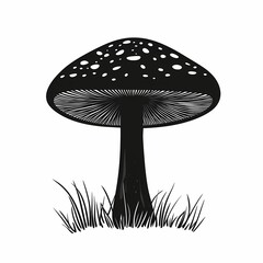 Black and White Mushroom Illustration: Organic Nature Art in Graphic Design