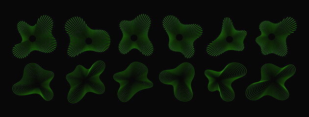Abstract Circular Sound Wave Shapes. Vector Ripple Line Sounwave Pattern. Radial Audio Voice Effect.