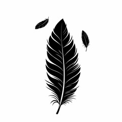 Elegant Black Feather Illustration - Ornate Nature Art with Delicate Vector Pattern and Organic Design