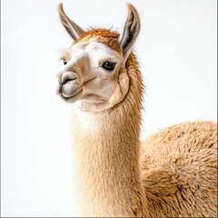 Obraz premium Closeup Portrait of a Fluffy Llama: Majestic Camelid in a Serene Pose