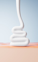 Skin care with white moisturizing cream, 3d rendering.