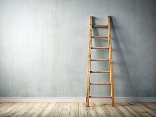 Rustic Wooden Ladder Against a White Wall A Charming Addition to Any Home or Studio