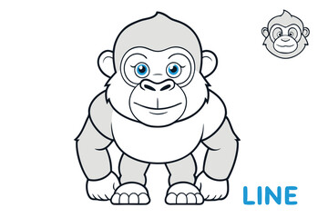 coloring pages for kids for brain development. Gorilla outline vector illustration and ready for print.