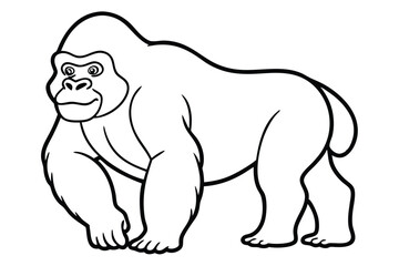 coloring pages for kids for brain development. Gorilla outline vector illustration and ready for print.