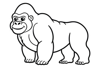 coloring pages for kids for brain development. Gorilla outline vector illustration and ready for print.